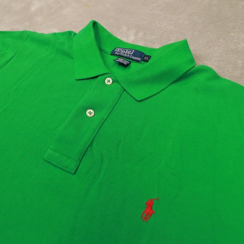 Polo Ralph Lauren Men's Vintage Green Short Sleeve Polo Shirt size‎ XL